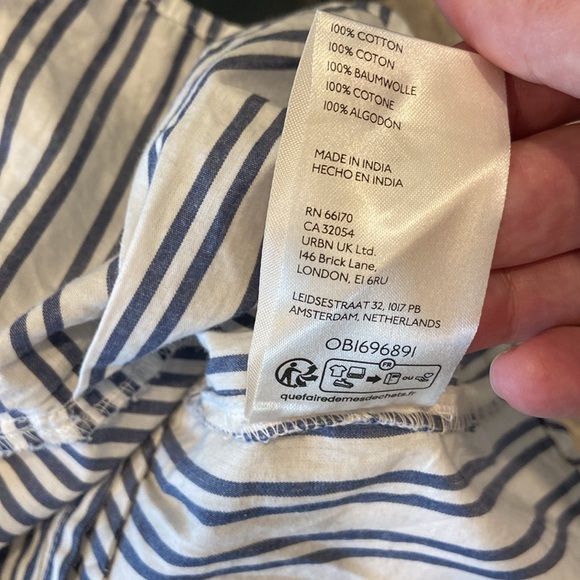 Free People Striped Ruffle Hem Mini Dress - Blue/White - Picture 9 of 12